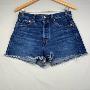 Levi’s  Ribcage High-Waisted Jean Shorts with Frayed Hem. Women’s Size 28.